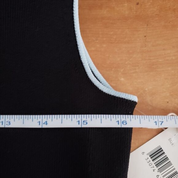 Bisou Jeans Medium Navy Blue Sleeveless Dress with Light Blue Trim NWT - Picture 8 of 12